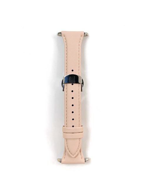 For Apple Watch 10 46mm / Ultra 2 / Ultra 49mm / 9 8 7 45mm / SE (2023) SE (2022) SE 6 5 4 44mm / 3 2 1 42mm Cow Leather Watchband Replacement Strap - Pink / Silver