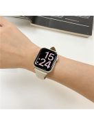 For Apple Watch 10 46mm / Ultra 2 / Ultra 49mm / 9 8 7 45mm / SE (2023) SE (2022) SE 6 5 4 44mm / 3 2 1 42mm Cow Leather Watchband Replacement Strap - Pink / Silver