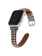 For Apple Watch 10 46mm / Ultra 2 / Ultra 49mm / 9 8 7 45mm / SE (2023) SE (2022) SE 6 5 4 44mm / 3 2 1 42mm Cow Leather+Fabric Watch Strap - Style A