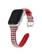 For Apple Watch 10 46mm / Ultra 2 / Ultra 49mm / 9 8 7 45mm / SE (2023) SE (2022) SE 6 5 4 44mm / 3 2 1 42mm Cow Leather+Fabric Watch Strap - Style D