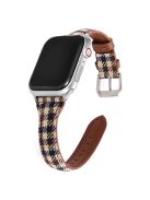 For Apple Watch 10 46mm / Ultra 2 / Ultra 49mm / 9 8 7 45mm / SE (2023) SE (2022) SE 6 5 4 44mm / 3 2 1 42mm Cow Leather+Fabric Watch Strap - Style E