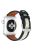 For Apple Watch 10 46mm / Ultra 2 / Ultra 49mm / 9 8 7 45mm / SE (2023) SE (2022) SE 6 5 4 44mm / 3 2 1 42mm Cow Leather+Fabric Watchband - Black / White