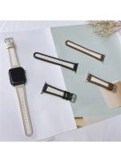 For Apple Watch 10 46mm / Ultra 2 / Ultra 49mm / 9 8 7 45mm / SE (2023) SE (2022) SE 6 5 4 44mm / 3 2 1 42mm Cow Leather+Fabric Watchband - Black / White