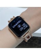 For Apple Watch 10 46mm / Ultra 2 / Ultra 49mm / 9 8 7 45mm / SE (2023) SE (2022) SE 6 5 4 44mm / 3 2 1 42mm Cowhide Leather Band - Bean Pink / Rose Gold Buckle