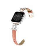 For Apple Watch 10 46mm / Ultra 2 / Ultra 49mm / 9 8 7 45mm / SE (2023) SE (2022) SE 6 5 4 44mm / 3 2 1 42mm Cowhide Leather Band - Bean Pink / Silver Buckle