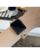 For Apple Watch 10 46mm / Ultra 2 / Ultra 49mm / 9 8 7 45mm / SE (2023) SE (2022) SE 6 5 4 44mm / 3 2 1 42mm Cowhide Leather Band - Beige / Rose Gold Buckle