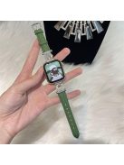 For Apple Watch 10 46mm / Ultra 2 / Ultra 49mm / 9 8 7 45mm / SE (2023) SE (2022) SE 6 5 4 44mm / 3 2 1 42mm Cowhide Leather Band - Green / Silver Buckle