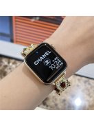 For Apple Watch 10 46mm / Ultra 2 / Ultra 49mm / 9 8 7 45mm / SE (2023) SE (2022) SE 6 5 4 44mm / 3 2 1 42mm Cowhide Leather Band - Light Brown / Gold Buckle