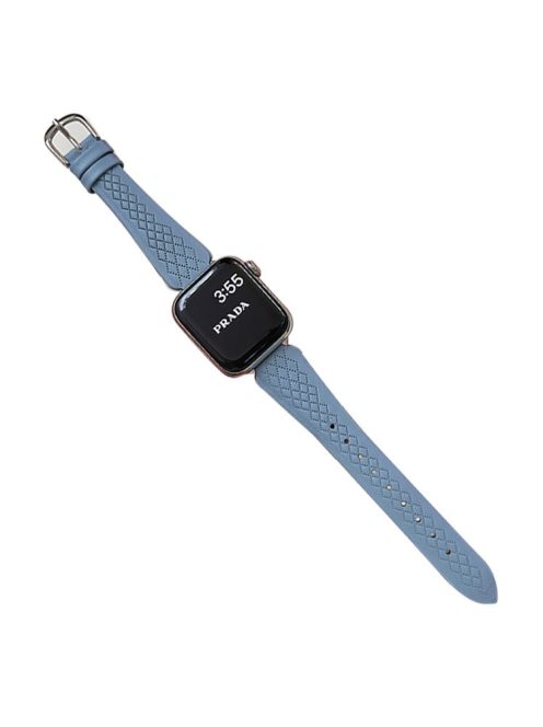 For Apple Watch 10 46mm / Ultra 2 / Ultra 49mm / 9 8 7 45mm / SE (2023) SE (2022) SE 6 5 4 44mm / 3 2 1 42mm Cowhide Leather Bracelet Strap - Blue