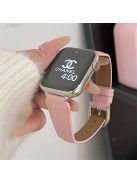 For Apple Watch 10 46mm / Ultra 2 / Ultra 49mm / 9 8 7 45mm / SE (2023) SE (2022) SE 6 5 4 44mm / 3 2 1 42mm Cowhide Leather Bracelet Strap - Pink