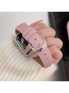 For Apple Watch 10 46mm / Ultra 2 / Ultra 49mm / 9 8 7 45mm / SE (2023) SE (2022) SE 6 5 4 44mm / 3 2 1 42mm Cowhide Leather Bracelet Strap - Pink