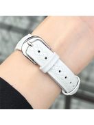 For Apple Watch 10 46mm / Ultra 2 / Ultra 49mm / 9 8 7 45mm / SE (2023) SE (2022) SE 6 5 4 44mm / 3 2 1 42mm Cowhide Leather Bracelet Strap - White