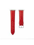 For Apple Watch 10 46mm / Ultra 2 / Ultra 49mm / 9 8 7 45mm / SE (2023) SE (2022) SE 6 5 4 44mm / 3 2 1 42mm Crocodile Style Watch Band - Red