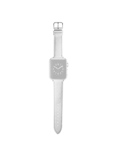 For Apple Watch 10 46mm / Ultra 2 / Ultra 49mm / 9 8 7 45mm / SE (2023) SE (2022) SE 6 5 4 44mm / 3 2 1 42mm Crocodile Style Watch Band - White