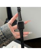 For Apple Watch 10 46mm / Ultra 2 / Ultra 49mm / 9 8 7 45mm / SE (2023) SE (2022) SE 6 5 4 44mm / 3 2 1 42mm Crocodile Texture Leather Strap - Black