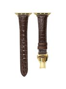 For Apple Watch 10 46mm / Ultra 2 / Ultra 49mm / 9 8 7 45mm / SE (2023) SE (2022) SE 6 5 4 44mm / 3 2 1 42mm Crocodile Texture Leather Strap - Dark Brown