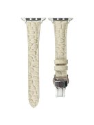 For Apple Watch 10 46mm / Ultra 2 / Ultra 49mm / 9 8 7 45mm / SE (2023) SE (2022) SE 6 5 4 44mm / 3 2 1 42mm Crocodile Texture Leather Strap - White