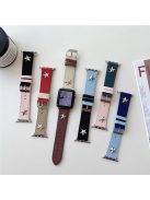 For Apple Watch 10 46mm / Ultra 2 / Ultra 49mm / 9 8 7 45mm / SE (2023) SE (2022) SE 6 5 4 44mm / 3 2 1 42mm Denim Canvas Watchband - Black+Pink