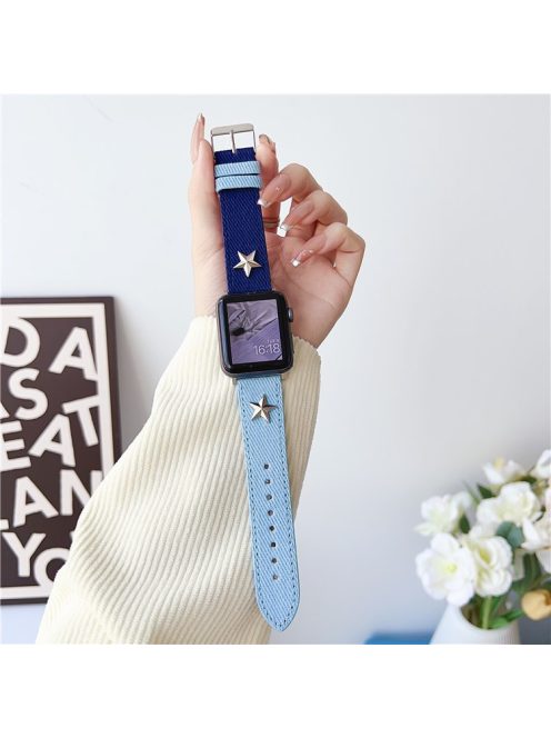 For Apple Watch 10 46mm / Ultra 2 / Ultra 49mm / 9 8 7 45mm / SE (2023) SE (2022) SE 6 5 4 44mm / 3 2 1 42mm Denim Canvas Watchband - Denim+Blue