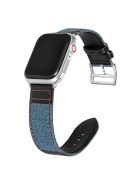 For Apple Watch 10 46mm / Ultra 2 / Ultra 49mm / 9 8 7 45mm / SE (2023) SE (2022) SE 6 5 4 44mm / 3 2 1 42mm Denim Fabric Watch Strap - Baby Blue+Black