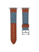 For Apple Watch 10 46mm / Ultra 2 / Ultra 49mm / 9 8 7 45mm / SE (2023) SE (2022) SE 6 5 4 44mm / 3 2 1 42mm Denim Fabric Watch Strap - Baby Blue+Brown