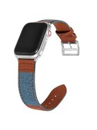 For Apple Watch 10 46mm / Ultra 2 / Ultra 49mm / 9 8 7 45mm / SE (2023) SE (2022) SE 6 5 4 44mm / 3 2 1 42mm Denim Fabric Watch Strap - Baby Blue+Brown