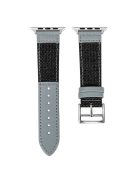 For Apple Watch 10 46mm / Ultra 2 / Ultra 49mm / 9 8 7 45mm / SE (2023) SE (2022) SE 6 5 4 44mm / 3 2 1 42mm Denim Fabric Watch Strap - Black+Grey