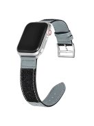 For Apple Watch 10 46mm / Ultra 2 / Ultra 49mm / 9 8 7 45mm / SE (2023) SE (2022) SE 6 5 4 44mm / 3 2 1 42mm Denim Fabric Watch Strap - Black+Grey