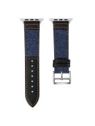 For Apple Watch 10 46mm / Ultra 2 / Ultra 49mm / 9 8 7 45mm / SE (2023) SE (2022) SE 6 5 4 44mm / 3 2 1 42mm Denim Fabric Watch Strap - Navy Blue+Black