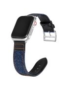 For Apple Watch 10 46mm / Ultra 2 / Ultra 49mm / 9 8 7 45mm / SE (2023) SE (2022) SE 6 5 4 44mm / 3 2 1 42mm Denim Fabric Watch Strap - Navy Blue+Black