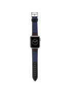 For Apple Watch 10 46mm / Ultra 2 / Ultra 49mm / 9 8 7 45mm / SE (2023) SE (2022) SE 6 5 4 44mm / 3 2 1 42mm Denim Fabric Watch Strap - Navy Blue+Black