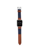 For Apple Watch 10 46mm / Ultra 2 / Ultra 49mm / 9 8 7 45mm / SE (2023) SE (2022) SE 6 5 4 44mm / 3 2 1 42mm Denim Fabric Watch Strap - Navy Blue+Brown