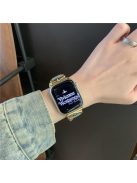 For Apple Watch 10 46mm / Ultra 2 / Ultra 49mm / 9 8 7 45mm / SE (2023) SE (2022) SE 6 5 4 44mm / 3 2 1 42mm Denim Watch Strap - Distressed Color / Gold Buckle