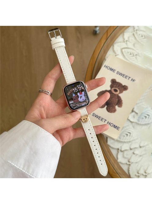 For Apple Watch 10 46mm / Ultra 2 / Ultra 49mm / 9 8 7 45mm / SE (2023) SE (2022) SE 6 5 4 44mm / 3 2 1 42mm Denim Watch Strap - White