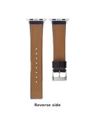 For Apple Watch 10 46mm / Ultra 2 / Ultra 49mm / 9 8 7 45mm / SE (2023) SE (2022) SE 6 5 4 44mm / 3 2 1 42mm Denim+PU Leather Wrist Band - Blue Dyeing+Brown