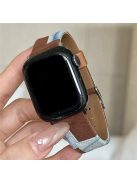 For Apple Watch 10 46mm / Ultra 2 / Ultra 49mm / 9 8 7 45mm / SE (2023) SE (2022) SE 6 5 4 44mm / 3 2 1 42mm Denim+PU Leather Wrist Band - Blue Dyeing+Brown