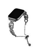 For Apple Watch 10 46mm / Ultra 2 / Ultra 49mm / 9 8 7 45mm / SE (2023) SE (2022) SE 6 5 4 44mm / 3 2 1 42mm Dressy Strap Zinc Alloy Heart Watch Band - Black