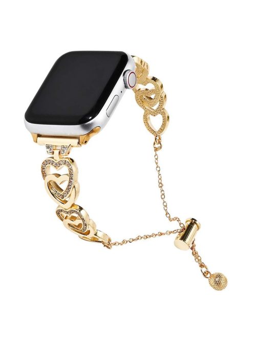 For Apple Watch 10 46mm / Ultra 2 / Ultra 49mm / 9 8 7 45mm / SE (2023) SE (2022) SE 6 5 4 44mm / 3 2 1 42mm Dressy Strap Zinc Alloy Heart Watch Band - Gold