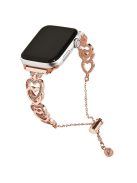 For Apple Watch 10 46mm / Ultra 2 / Ultra 49mm / 9 8 7 45mm / SE (2023) SE (2022) SE 6 5 4 44mm / 3 2 1 42mm Dressy Strap Zinc Alloy Heart Watch Band - Rose Gold