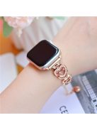 For Apple Watch 10 46mm / Ultra 2 / Ultra 49mm / 9 8 7 45mm / SE (2023) SE (2022) SE 6 5 4 44mm / 3 2 1 42mm Dressy Strap Zinc Alloy Heart Watch Band - Rose Gold