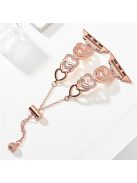 For Apple Watch 10 46mm / Ultra 2 / Ultra 49mm / 9 8 7 45mm / SE (2023) SE (2022) SE 6 5 4 44mm / 3 2 1 42mm Dressy Strap Zinc Alloy Heart Watch Band - Rose Gold