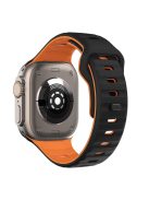 For Apple Watch 10 46mm / Ultra 2 / Ultra 49mm / 9 8 7 45mm / SE (2023) SE (2022) SE 6 5 4 44mm / 3 2 1 42mm Dual-Color Silicone Strap - Black+Orange