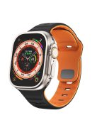 For Apple Watch 10 46mm / Ultra 2 / Ultra 49mm / 9 8 7 45mm / SE (2023) SE (2022) SE 6 5 4 44mm / 3 2 1 42mm Dual-Color Silicone Strap - Black+Orange