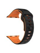 For Apple Watch 10 46mm / Ultra 2 / Ultra 49mm / 9 8 7 45mm / SE (2023) SE (2022) SE 6 5 4 44mm / 3 2 1 42mm Dual-Color Silicone Strap - Black+Orange