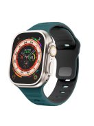 For Apple Watch 10 46mm / Ultra 2 / Ultra 49mm / 9 8 7 45mm / SE (2023) SE (2022) SE 6 5 4 44mm / 3 2 1 42mm Dual-Color Silicone Strap - Blackish Green+Black