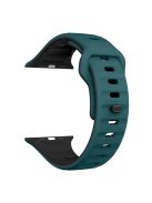 For Apple Watch 10 46mm / Ultra 2 / Ultra 49mm / 9 8 7 45mm / SE (2023) SE (2022) SE 6 5 4 44mm / 3 2 1 42mm Dual-Color Silicone Strap - Blackish Green+Black