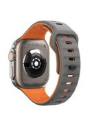 For Apple Watch 10 46mm / Ultra 2 / Ultra 49mm / 9 8 7 45mm / SE (2023) SE (2022) SE 6 5 4 44mm / 3 2 1 42mm Dual-Color Silicone Strap - Grey+Orange