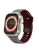 For Apple Watch 10 46mm / Ultra 2 / Ultra 49mm / 9 8 7 45mm / SE (2023) SE (2022) SE 6 5 4 44mm / 3 2 1 42mm Dual-Color Silicone Strap - Grey+Wine Red