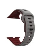 For Apple Watch 10 46mm / Ultra 2 / Ultra 49mm / 9 8 7 45mm / SE (2023) SE (2022) SE 6 5 4 44mm / 3 2 1 42mm Dual-Color Silicone Strap - Grey+Wine Red