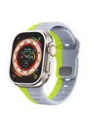 For Apple Watch 10 46mm / Ultra 2 / Ultra 49mm / 9 8 7 45mm / SE (2023) SE (2022) SE 6 5 4 44mm / 3 2 1 42mm Dual-Color Silicone Strap - Light Grey+Green